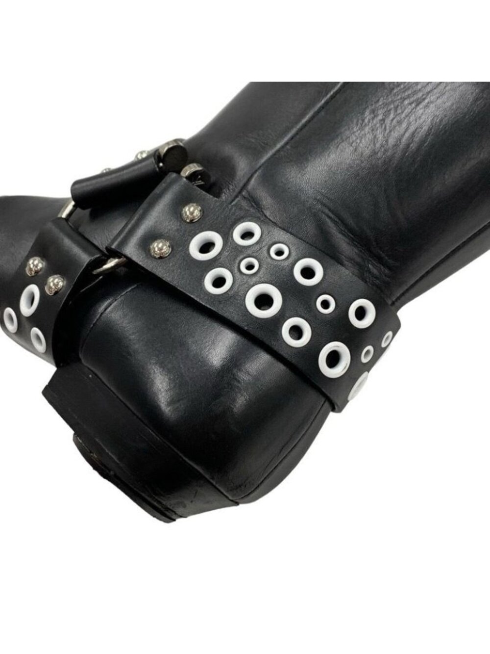 Louis Vuitton Rhapsody Line Boots Short Shoes Leather Black White Hole - Picture 9 of 9